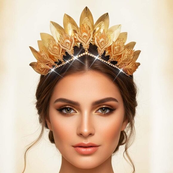 Leaf Queen Crown Greek God Headwear Gold Roman Laurel for Women Costume main image 3